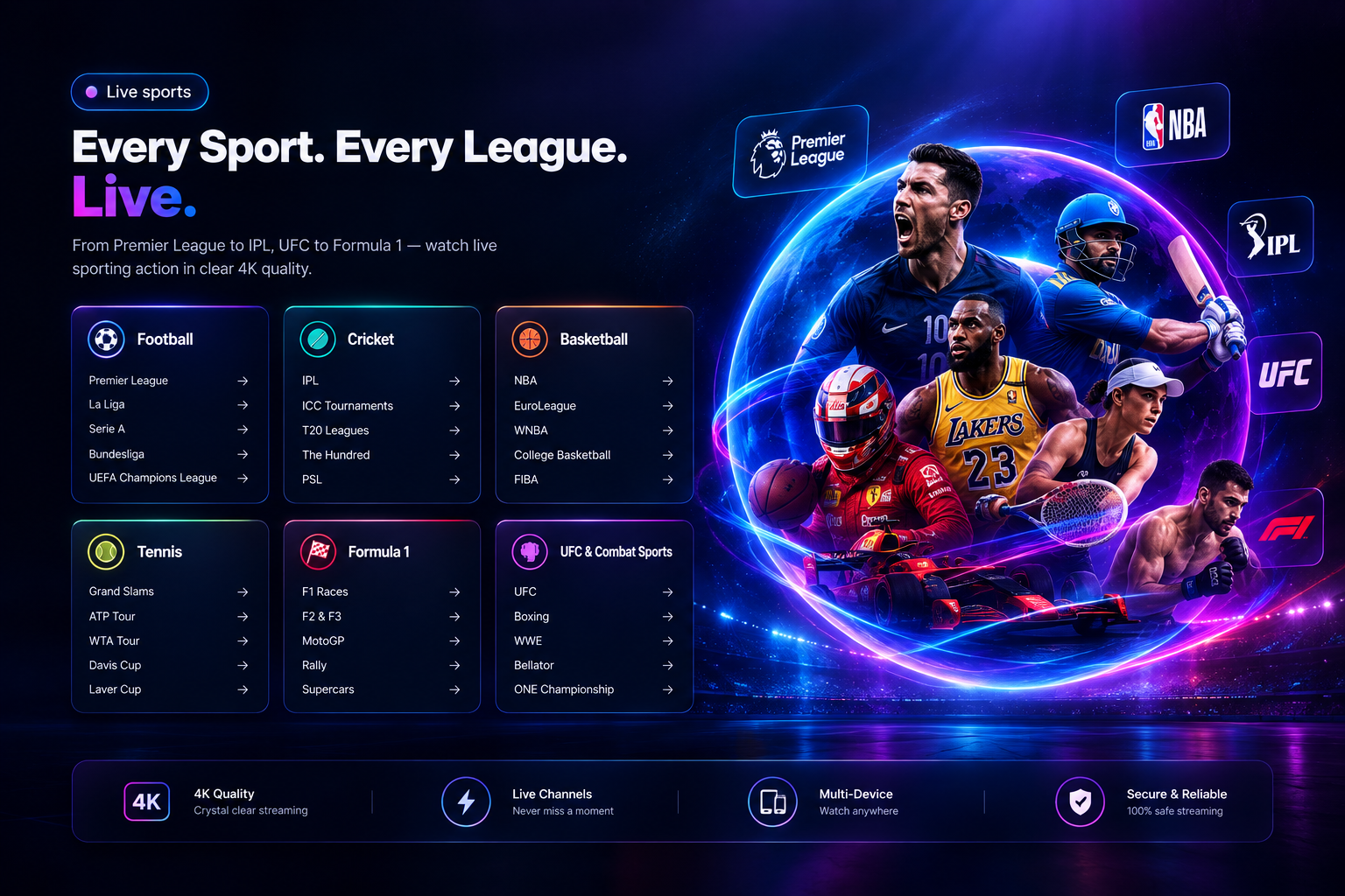 Live sports and leagues